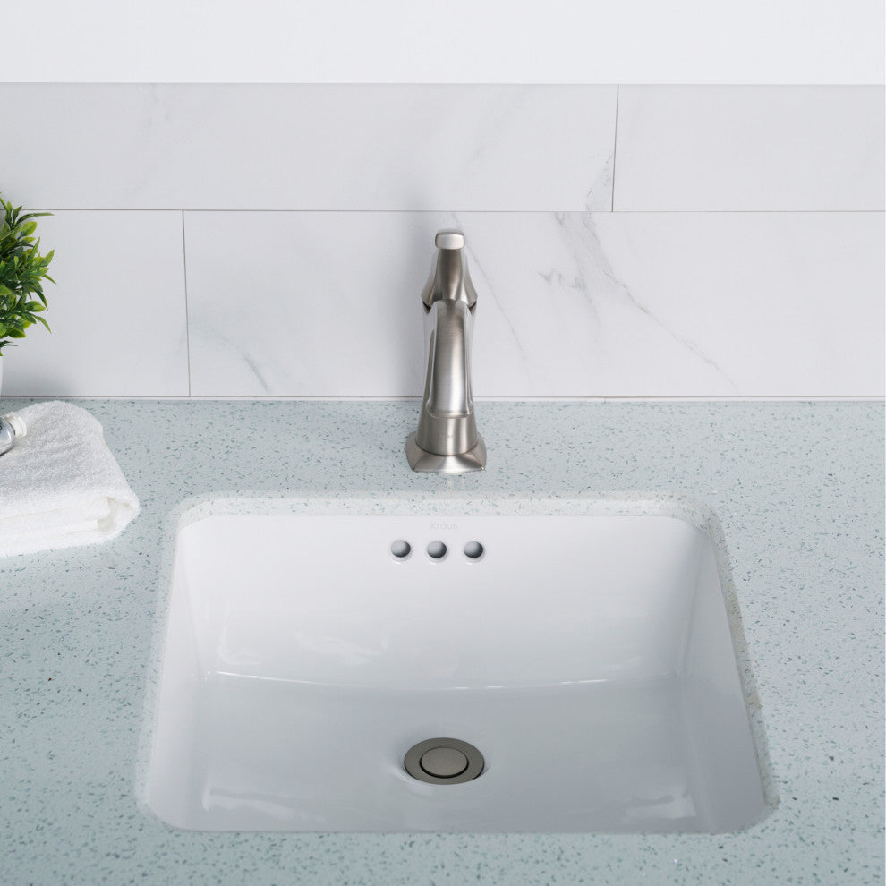 Elavo Ceramic Square Undermount Bathroom Sink, White