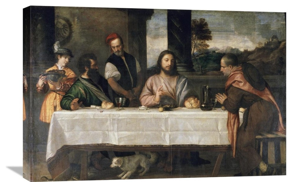 "Supper at Emmaus" Stretched Canvas Giclee by Titian, 30"x20"