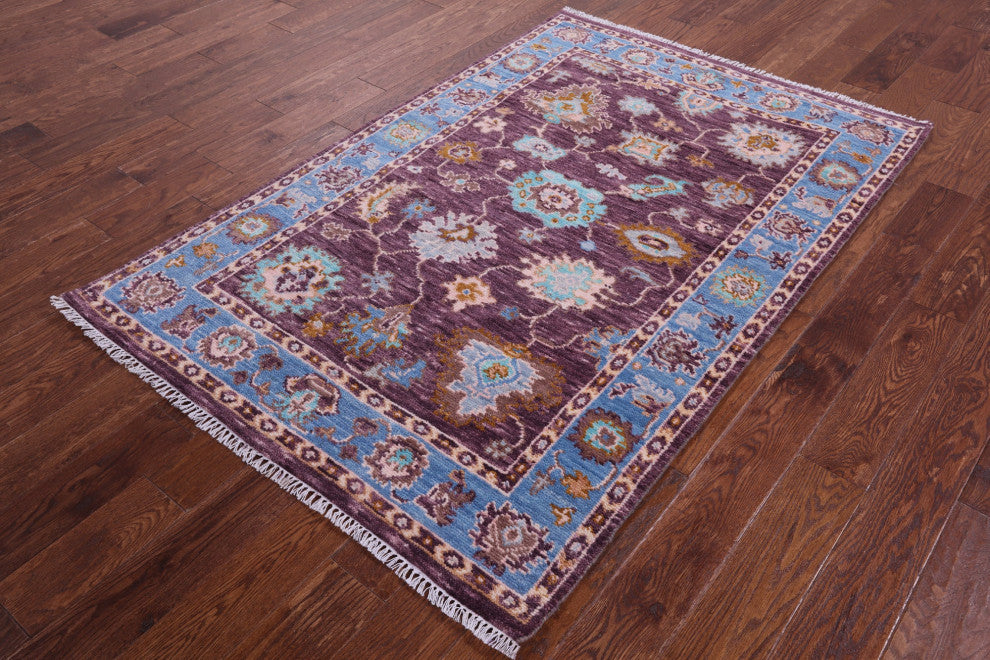 Handmade Turkish Oushak Wool Rug 4' 1" X 6' 3" - Q15338