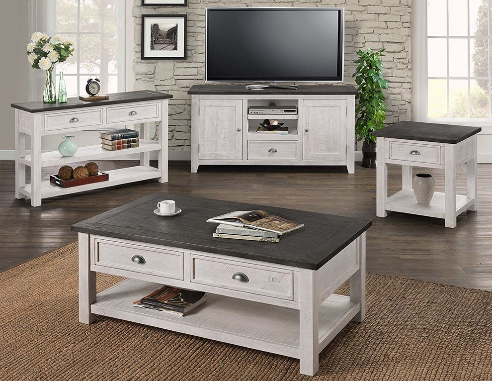 Monterey Solid Wood Sofa Console Table, White, Gray