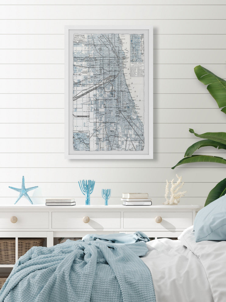 "Map of Chicago" Framed Painting Print, 30x45