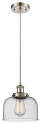 Large Bell 1-Light Mini Pendant, Brushed Satin Nickel, Seedy