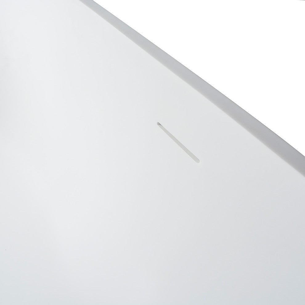 59 inch Artificial Stone Solid Surface Freestanding Bathtub in White
