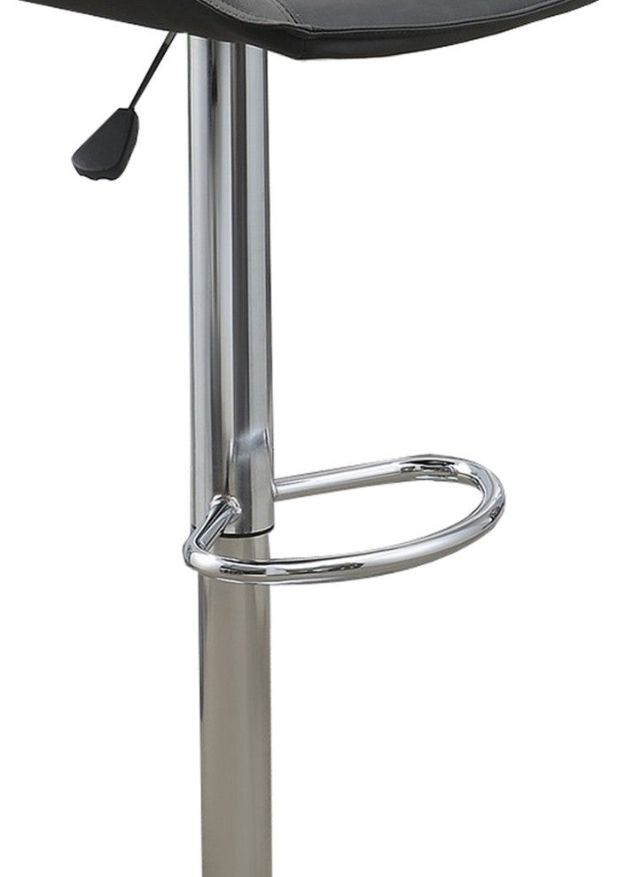 Carl 25-29 Inch Vegan Faux Leather Bar Stool, Adjustable Height, Gray Seat