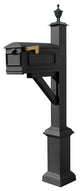 Westhaven System With Lewiston Mailbox, Square Base, Urn Finial, Black
