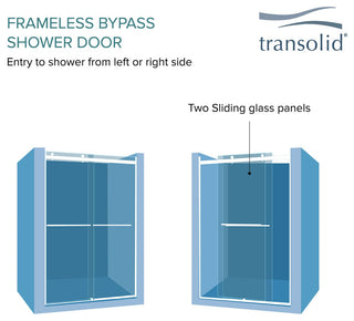 Transolid Brianna 60" W x 62" H Frameless Sliding Shower Door, Brushed Stainless