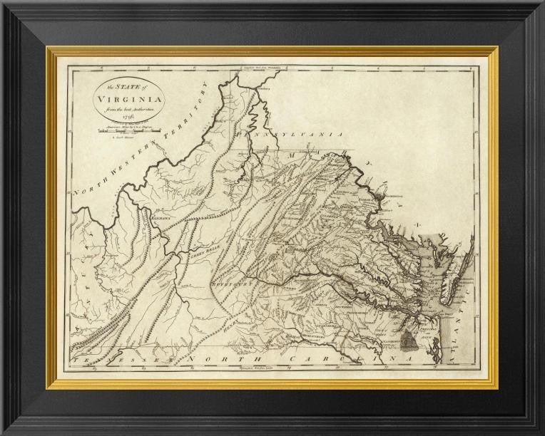 "State of Virginia, 1796" Framed Canvas Giclee by John Reid, 20x16"
