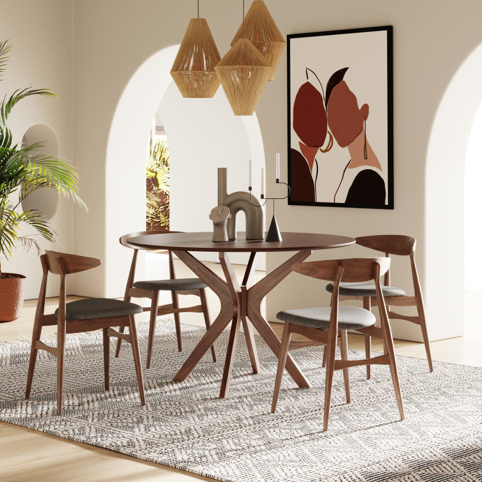 Modrest Prospect Modern Round Walnut Dining Table