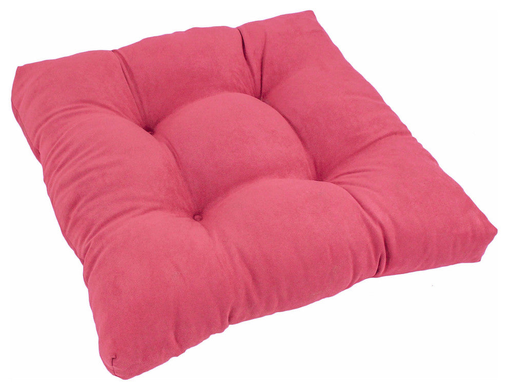 19" Squared Microsuede Tufted Dining Chair Cushion, Bery Berry