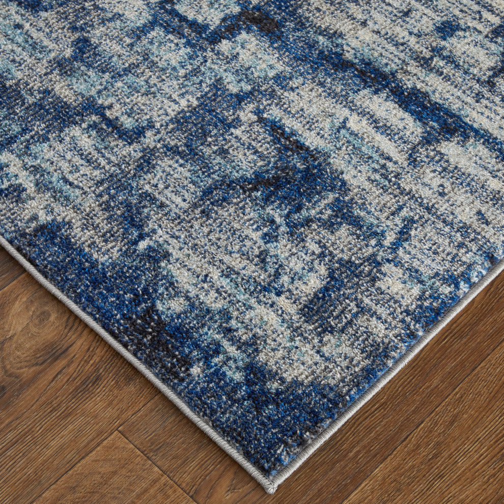 Weave & Wander Adelmo Abstract Contemporary Rug, Navy/Blue, 3'x5'