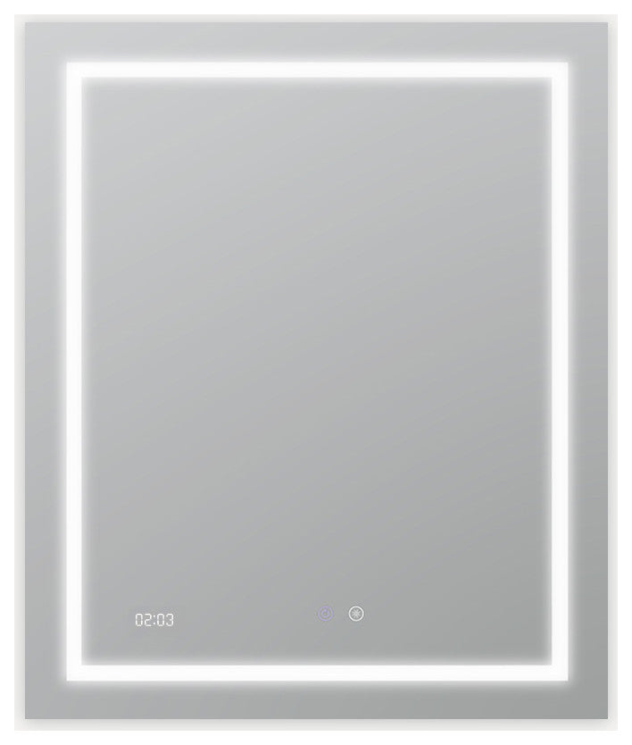 AQUADOM Daytona LED Wall-Mount Mirror Defogger Digital Clock 30"x36"x1"