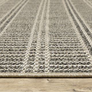 Genoa Geometric Lines Beige/ Black Flatwoven Indoor-Outdoor Area Rug 3'3" x 5'