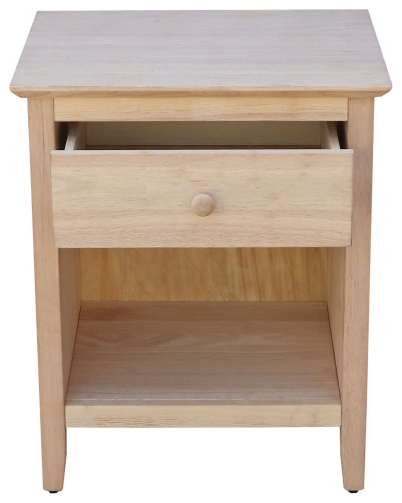 Solid Wood Nightstand With 1 Drawer