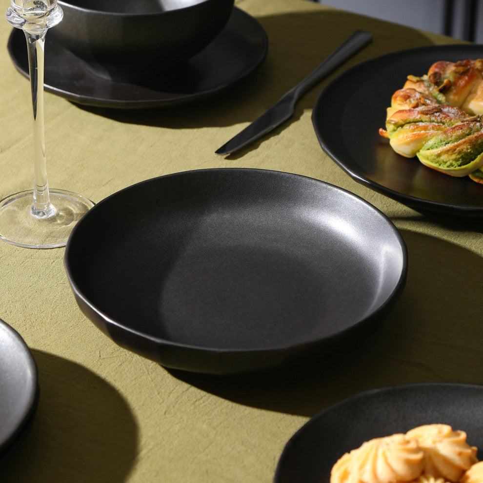 Stone Lain Rio Stoneware Pasta Bowl Set of 4, Black