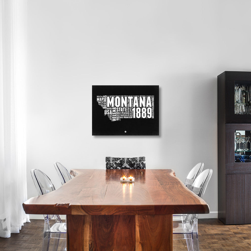"Montana Black and White Map" Fine Art Print