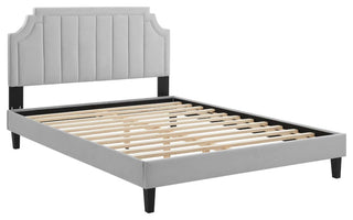 Sienna Performance Velvet Full Platform Bed, Light Gray