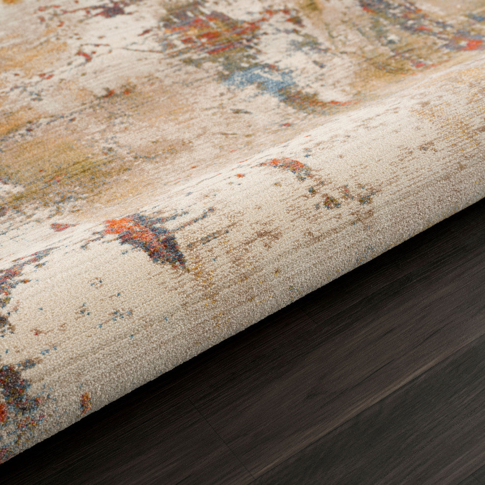 Distressed Modern Abstract Area Rug, 2' X 6'
