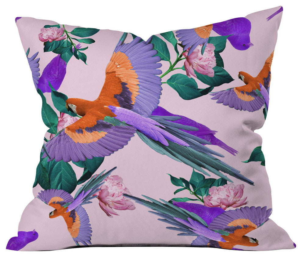 Kei Parrot Paradise Throw Pillow, 16"x16"