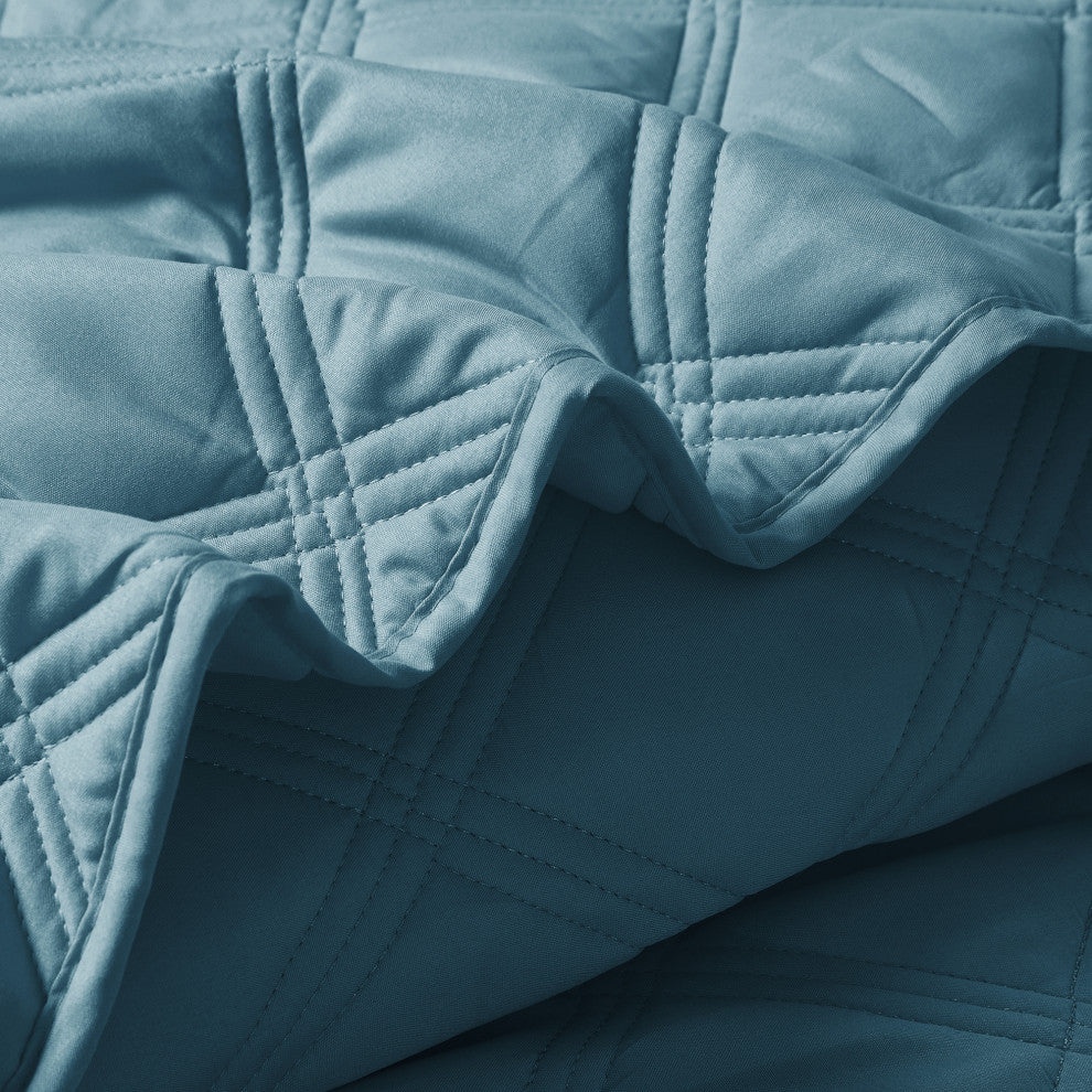 Charleston Down Alternative Bed Spread Set, Smoke Blue, Twin