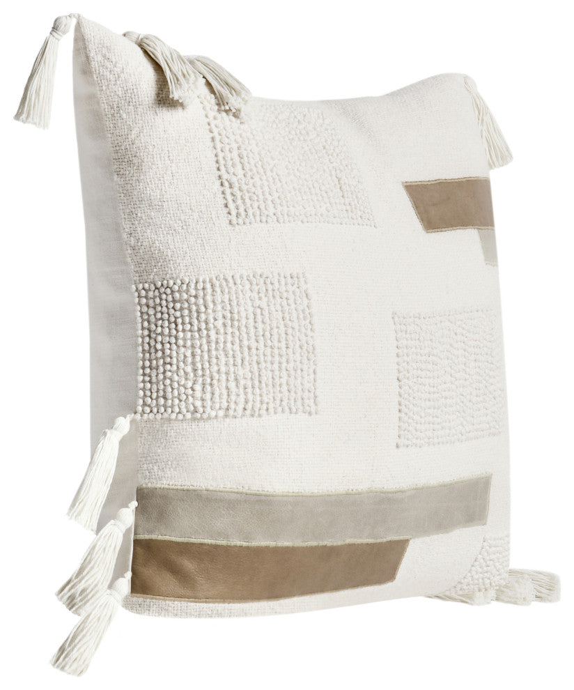 Packer 22" Cotton Linen Blend Throw Pillow, Ivory by Kosas Home