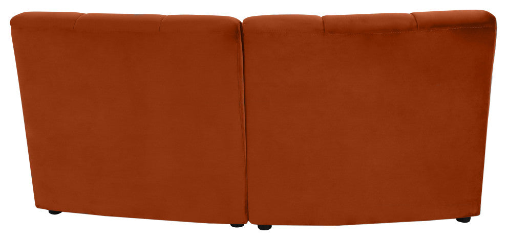 Limitless Velvet Upholstered 2-Piece Modular Sectional, Cognac
