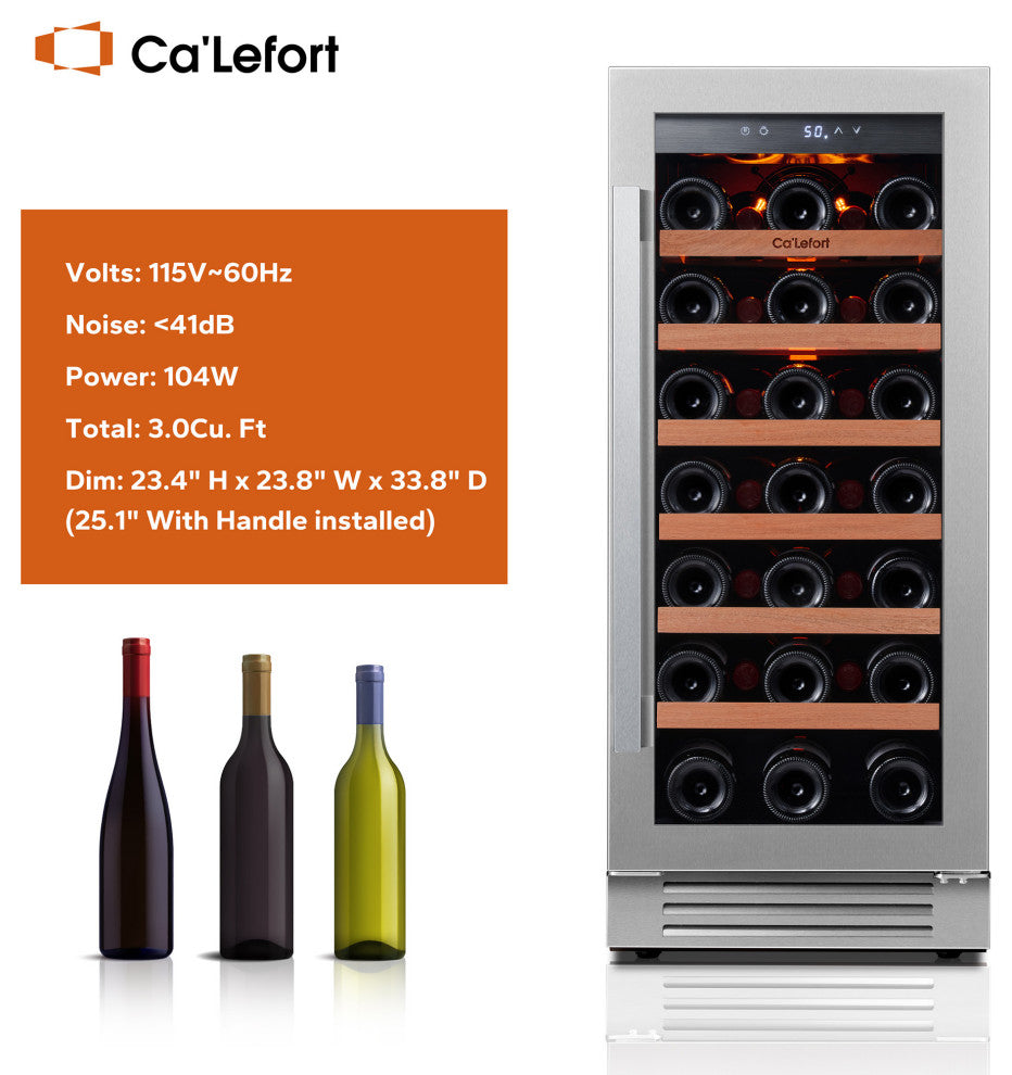 Ca"™Lefort 15" Wine Fridge: 33 Bottle, Built-In/Freestanding, Home/Bar/Kitchen
