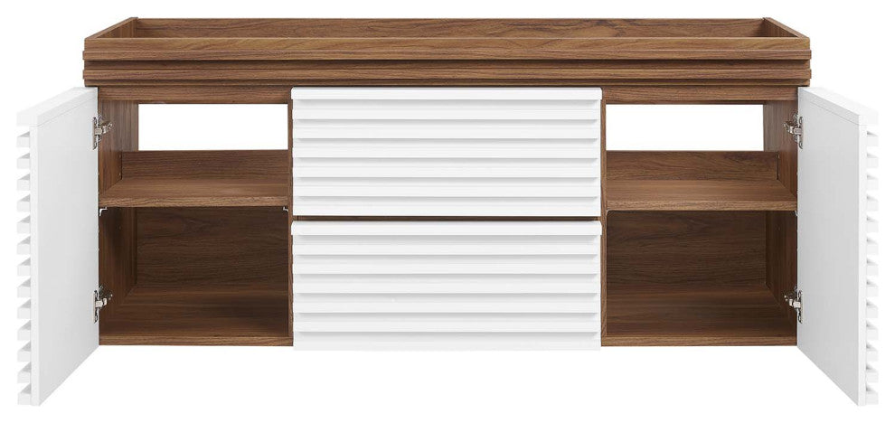 Render 48" Wall-Mount Bathroom Vanity Cabinet, White Walnut