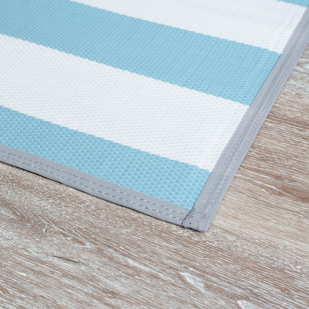 Simonson Contemporary Stripes, Aqua/White, 5'x6'11"