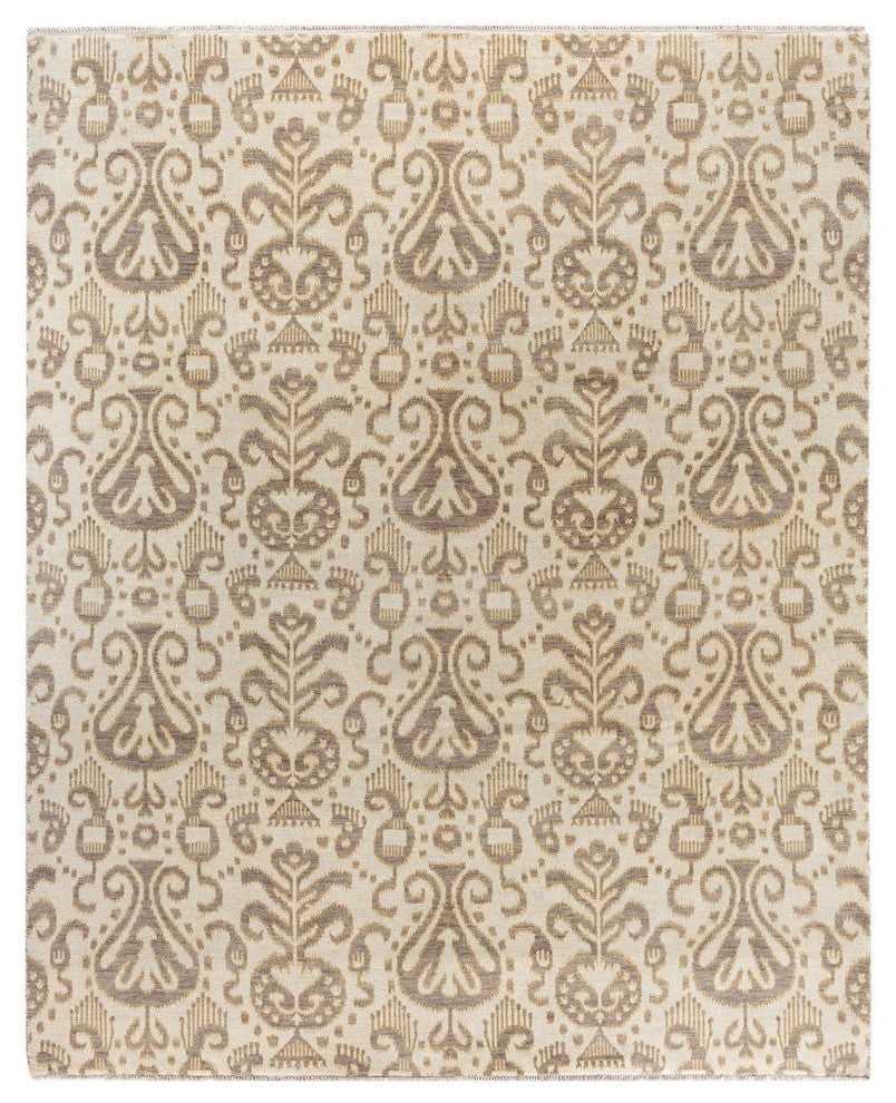 Ikat, One-of-a-Kind Hand-Knotted Area Rug - Beige, 8' 3" x 10' 2"