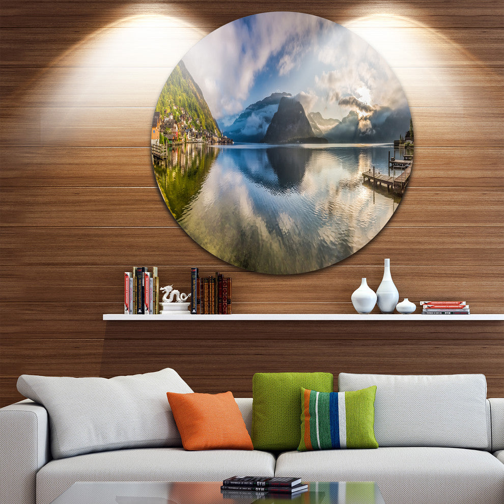 Fabulous Mountain Lake In Alps, Landscape Round Wall Art, 38"