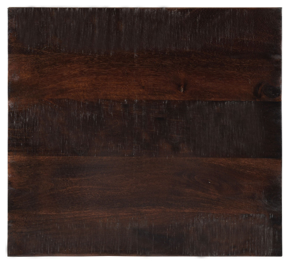 Ravenna Mango Wood End Table With Lower Storage Shelf, Dark Brown