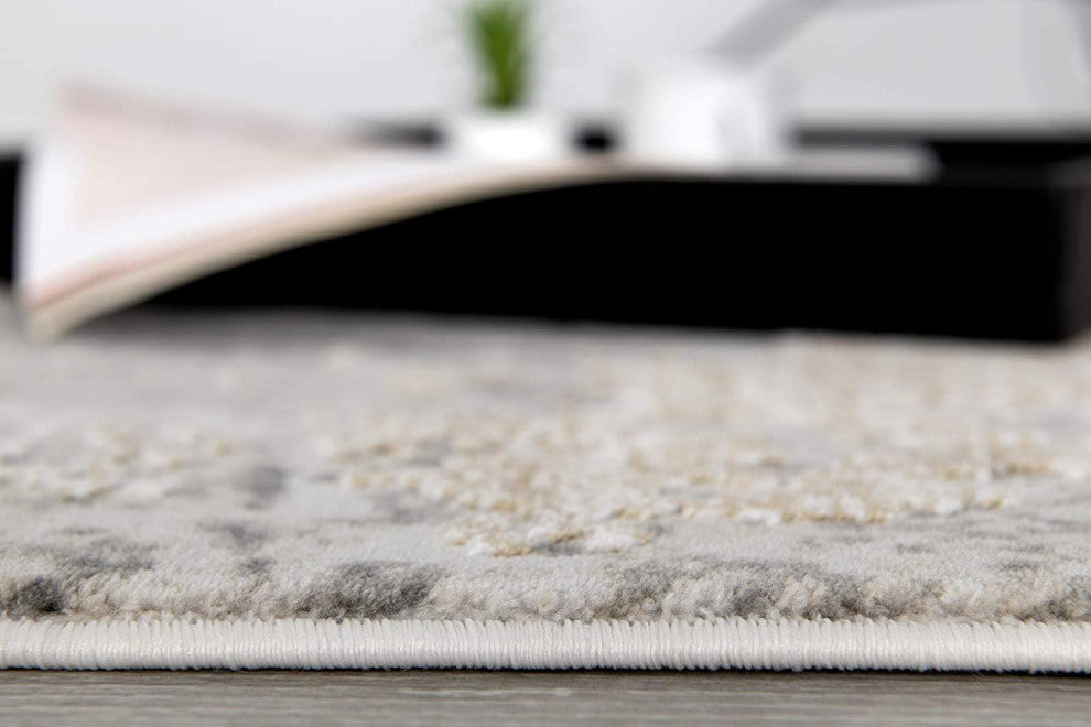 13' Runner Gray And Ivory Abstract Dhurrie Runner Rug