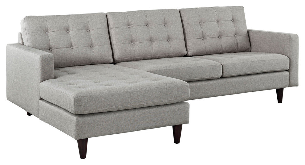 Empress Left-Facing Upholstered Sectional Sofa, Light Gray