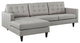 Empress Left-Facing Upholstered Sectional Sofa, Light Gray