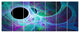 Blue Angel Wings on Black, Abstract Wall Art Canvas, 83"x32", 7 Panels