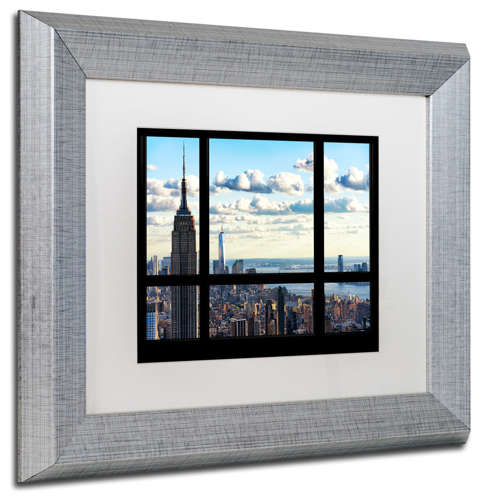 Philippe Hugonnard 'Window View Manhattan', Silver Frame, White Mat, 14x11