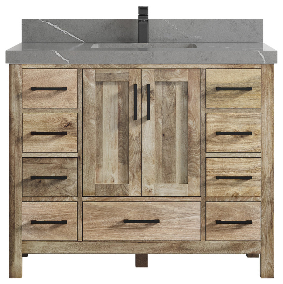 Malibu Mango 42 Single Sink Bath Vanity in Natural 2" Piatra Gray