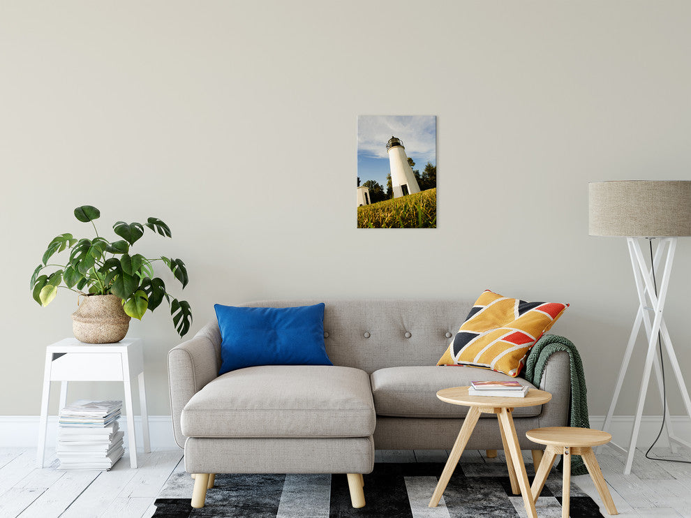 Turkey Point Lighthouse Coastal Landscape Photography Canvas Wall Art, 12" X 16"