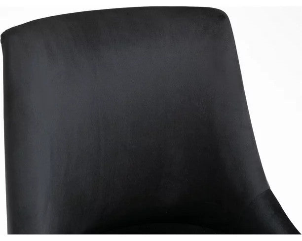 Contemporary Office Chair, Soft Velvet Seat With Adjustable Height, Black/Gold