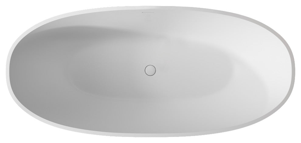 Stone Resin Solid Surface Freestanding Bathtub, White, 71"