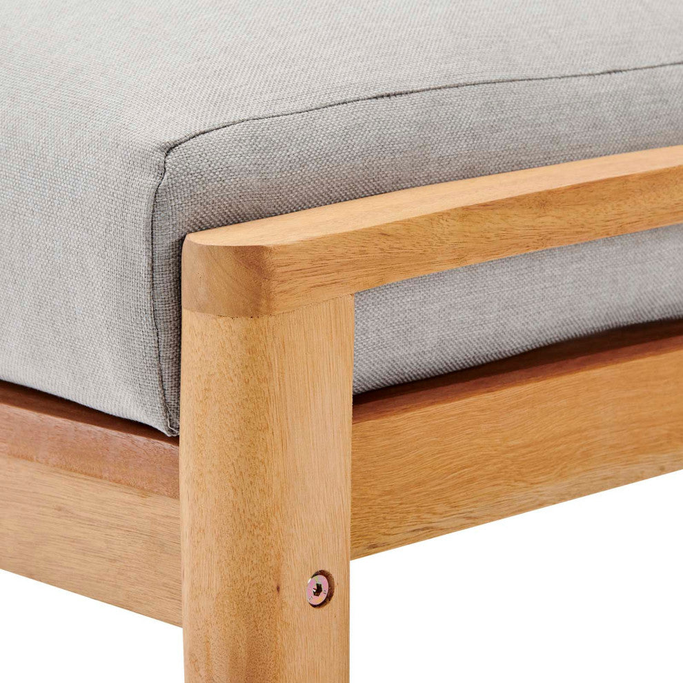 Lounge Chair Ottoman, Wood, Brown Natural Gray, Modern, Outdoor Patio Cafe