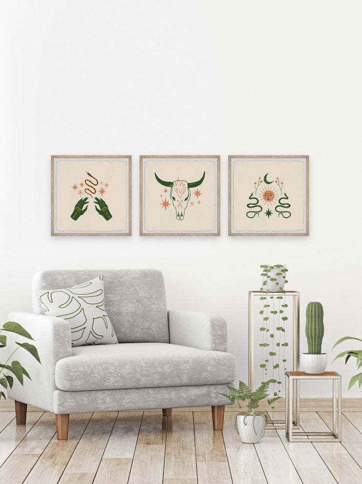Wild Thoughts Triptych, Set of 3, 12x12 Panels