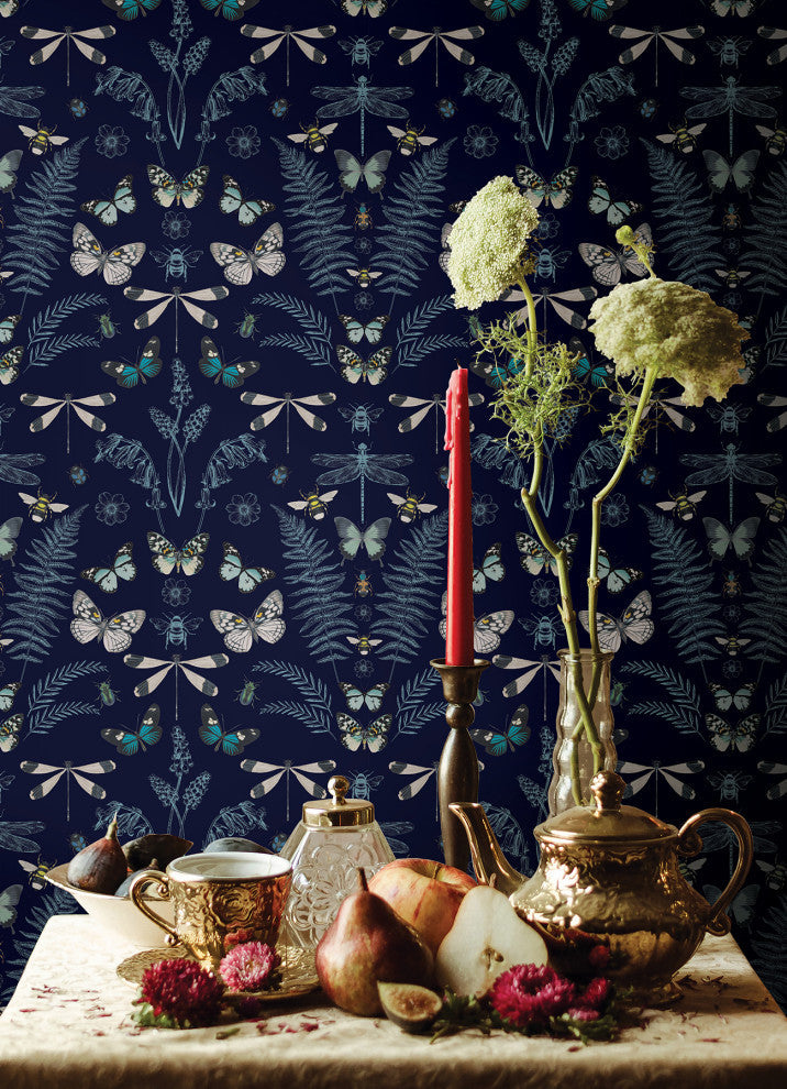 Hidden Treasures Blue Peel and Stick Wallpaper