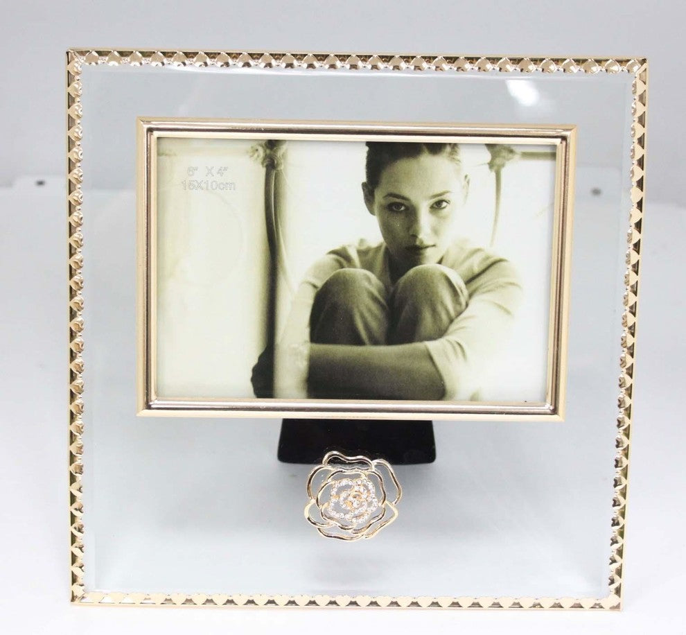 Glitzy Rose Crystal Photo Picture Frame, 6"x4"