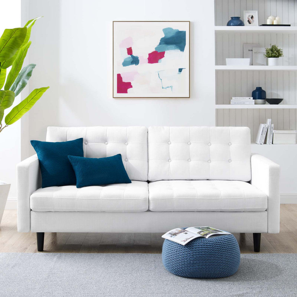 Exalt Tufted Fabric Sofa - White EEI-4445-WHI