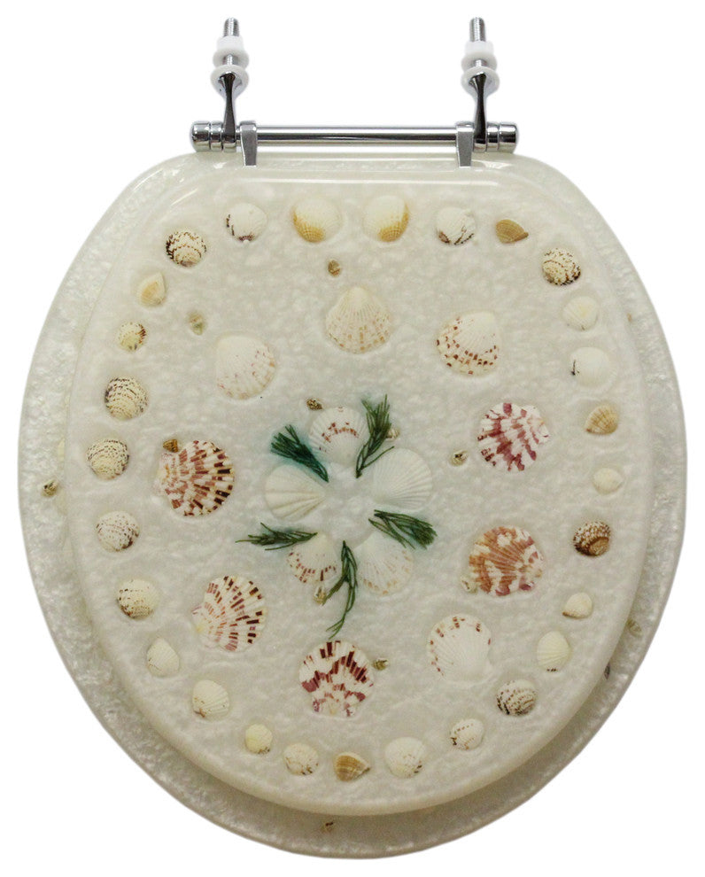 Trimmer Decorative Pearl White Toilet Seat With Shells