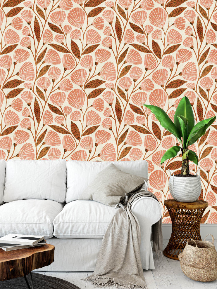 Cecile Pink and Gold Wallpaper, Sample 12"x8"
