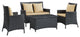 Modern Contemporary Outdoor Patio Rattan and Wicker 4-Piece SetSofa Set Mocha