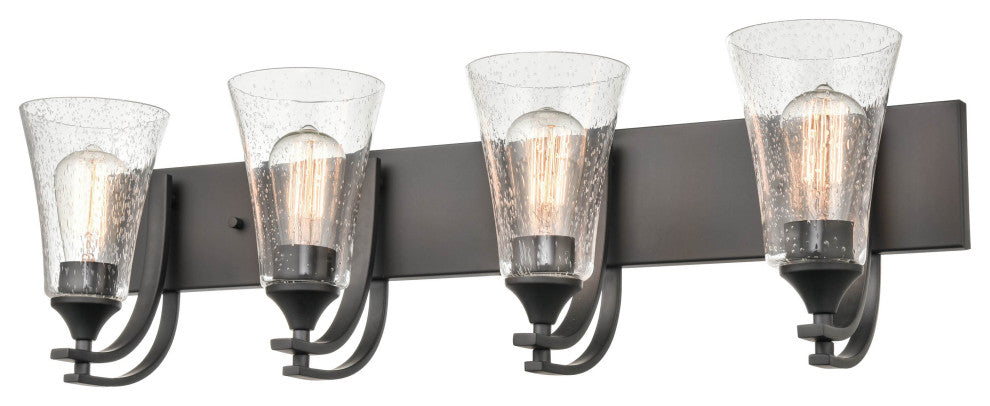 Natalie Collection 4 Light 32 in. Matte Black Bathroom Vanity Light