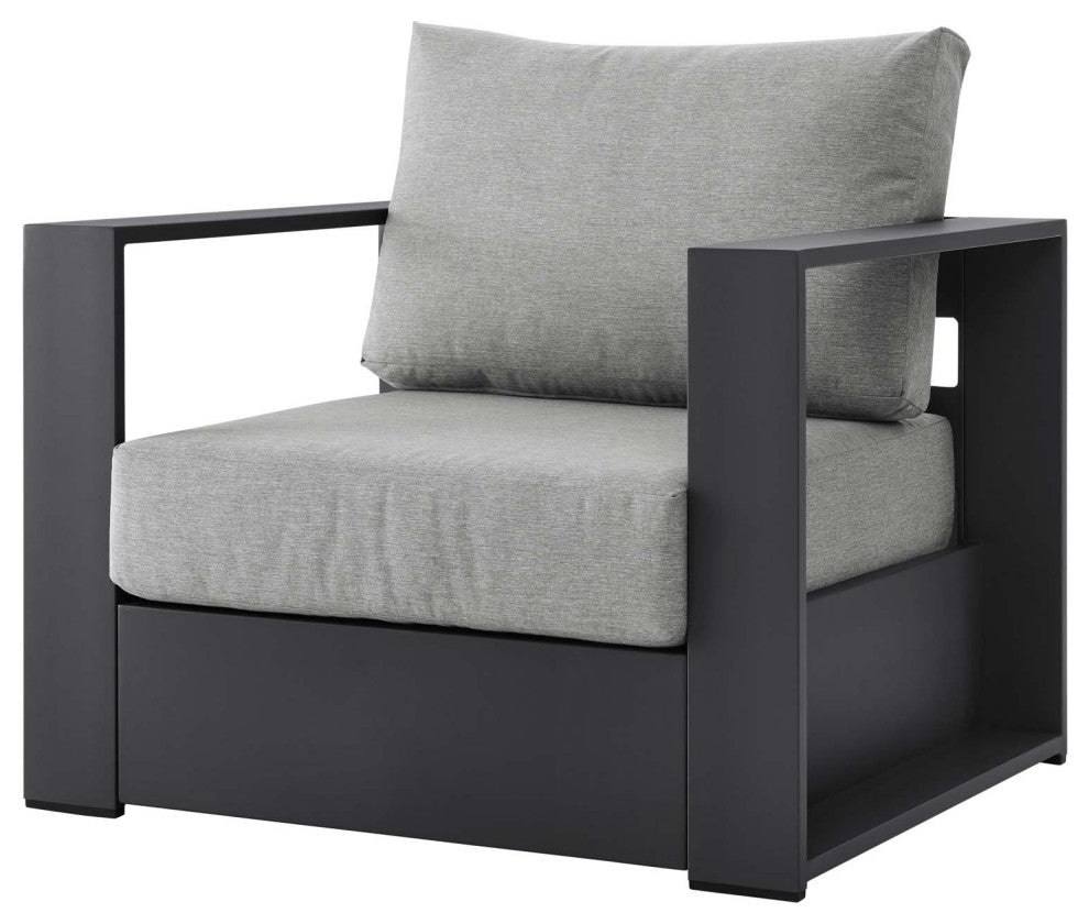 Lounge Sectional Sofa Chair Table Set, Gray, Aluminum, Modern, Outdoor